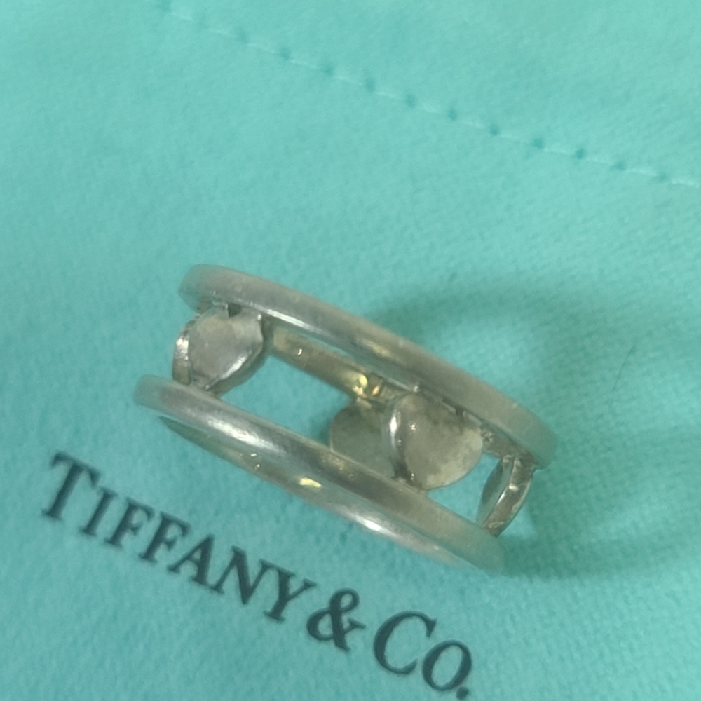 Tiffany & Co Silver Five Hearts Heart Band Ring Size 7.25 - Picture 5 of 8